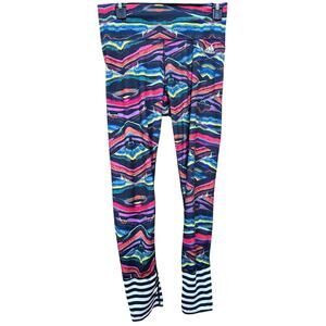 Adidas Leggings Pants M Red Green Black White Athleisure Gym High Rise BLEMISH